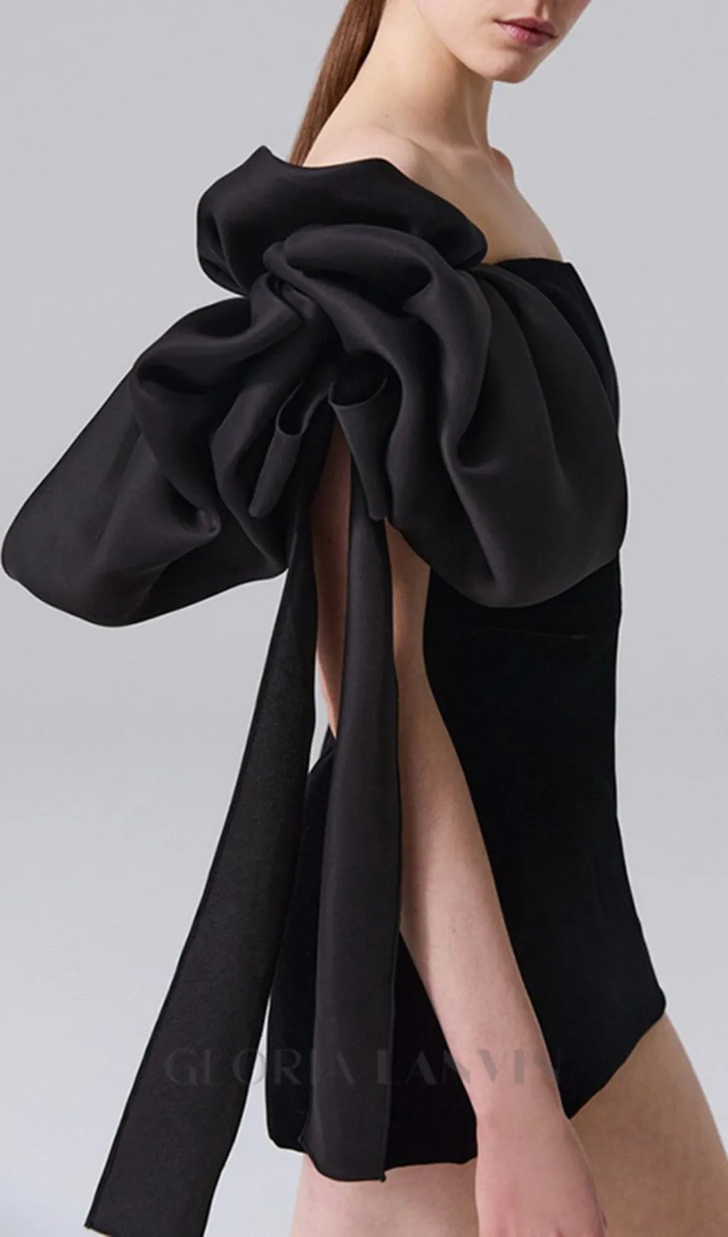 off-shoulder mini dress in black Gloria Lanvin