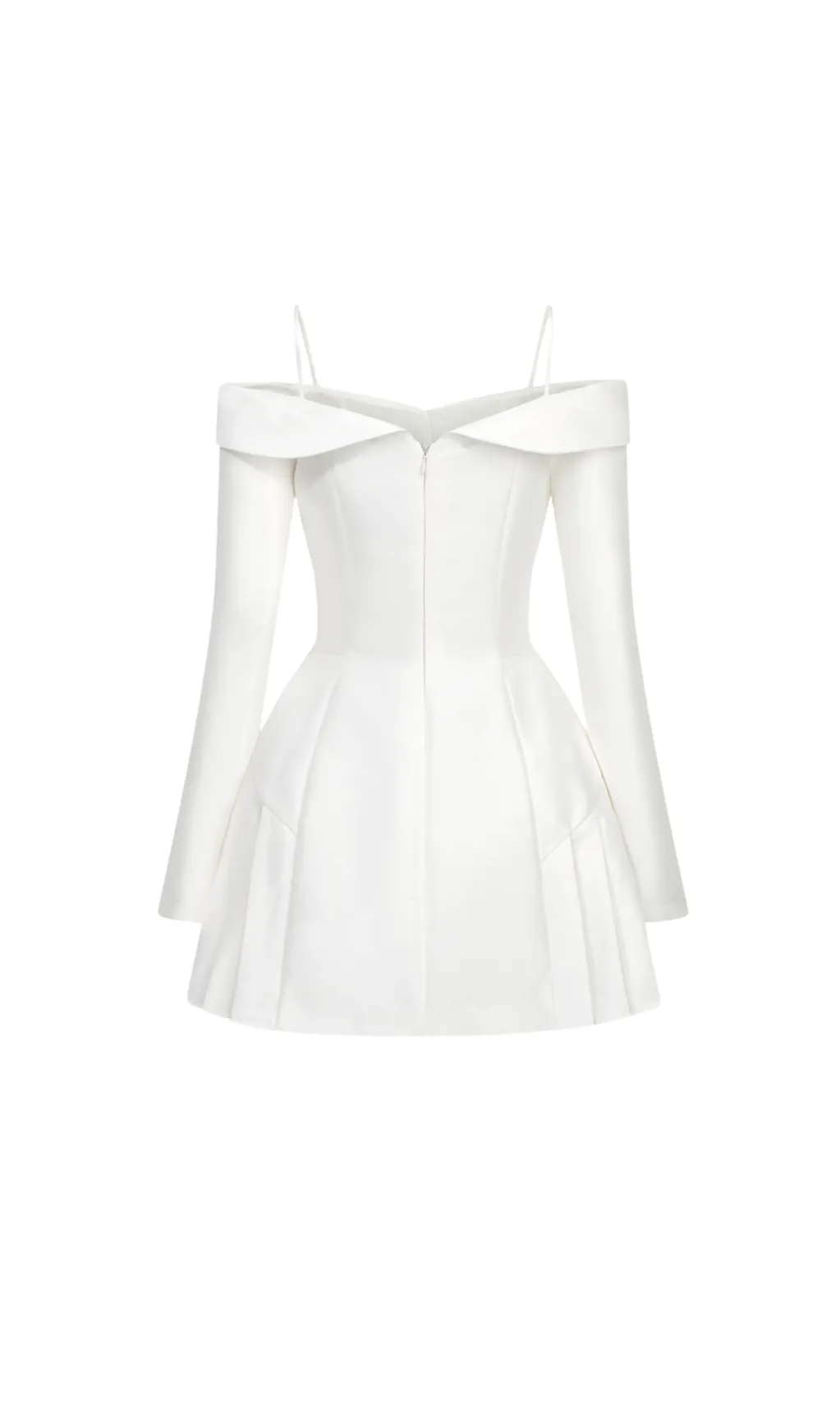 off-shoulder pleated trim mini dress in white Gloria Lanvin