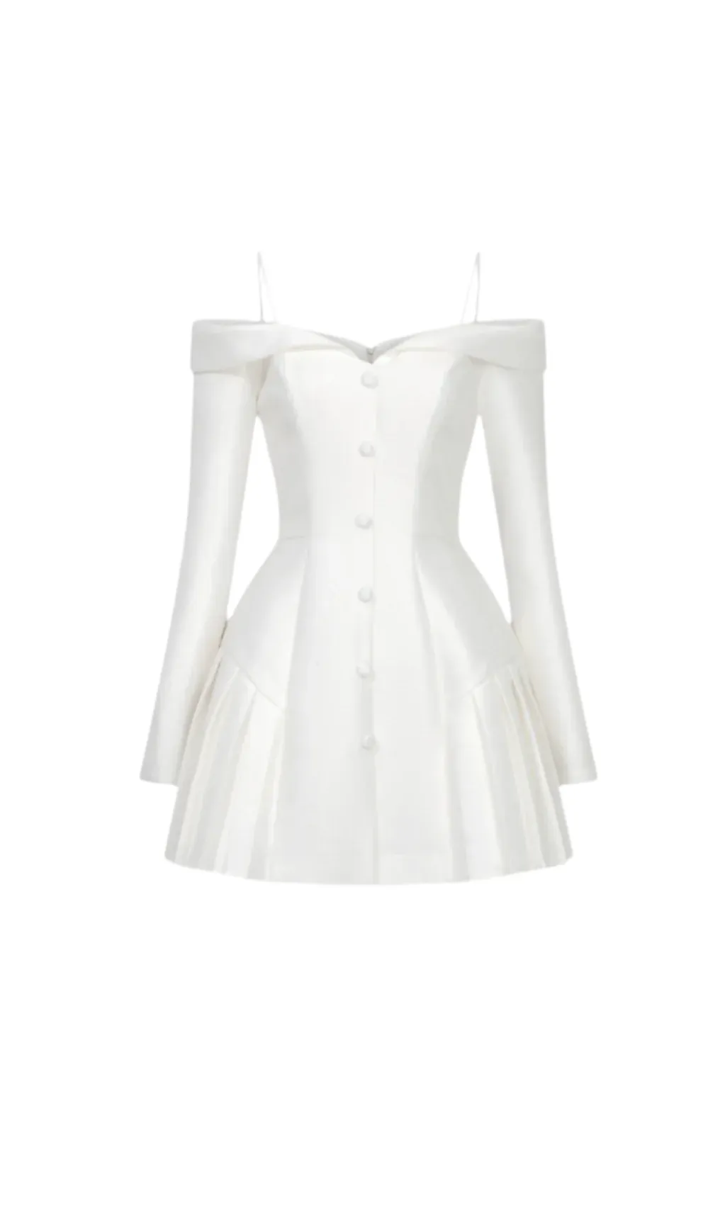 off-shoulder pleated trim mini dress in white Gloria Lanvin