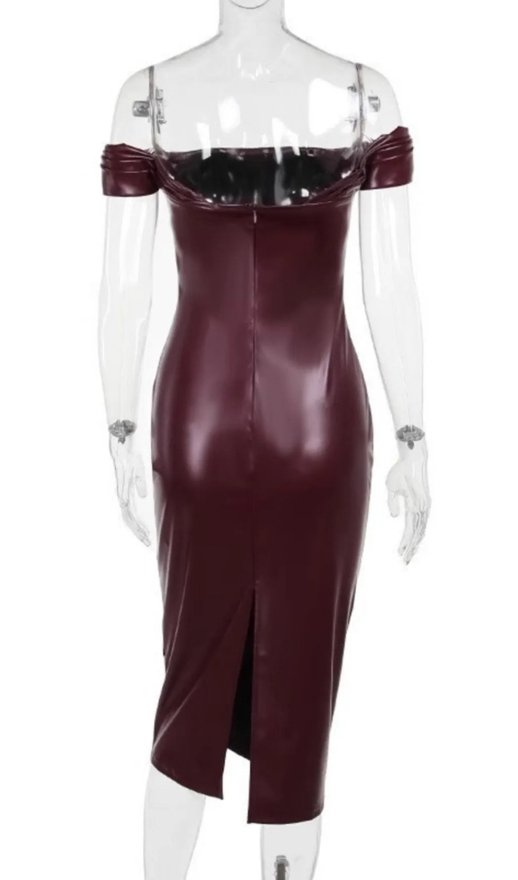 OFF SHOULDER RUCHED LEATHER DRESS Gloria Lanvin