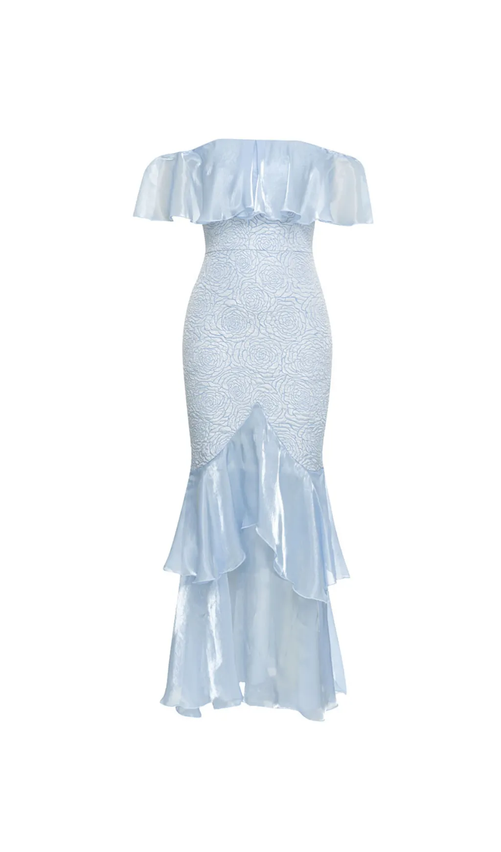 OFF SHOULDER RUFFLE TRIM HEM DRESS Gloria Lanvin