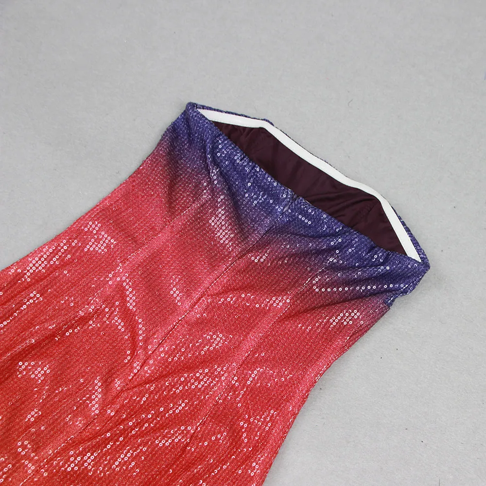 OFF-SHOULDER SUNSET SEQUIN MIDI DRESS Gloria Lanvin
