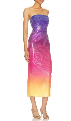 OFF-SHOULDER SUNSET SEQUIN MIDI DRESS Gloria Lanvin
