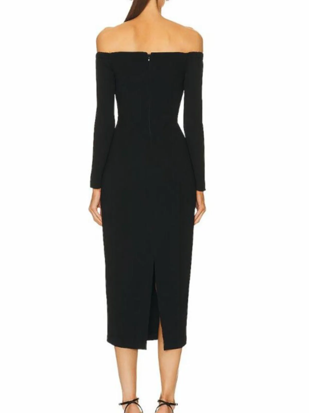 OFF-THE-SHOULDER CRYSTAL-EMBELLISHED TULLE-TRIMMED CREPE MIDI DRESS Gloria Lanvin
