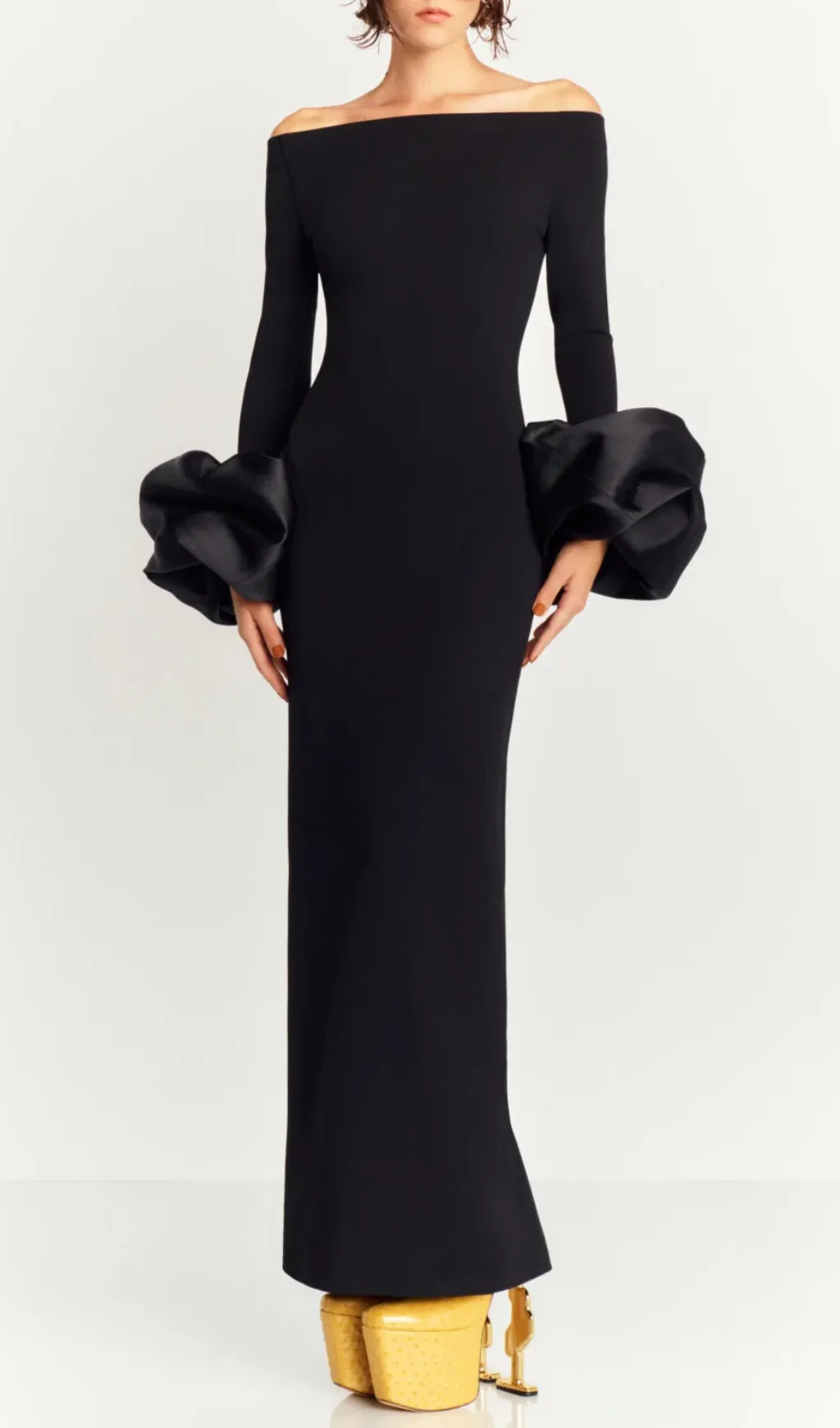 Olindan Off Shoulder Maxi Dress in Black Gloria Lanvin