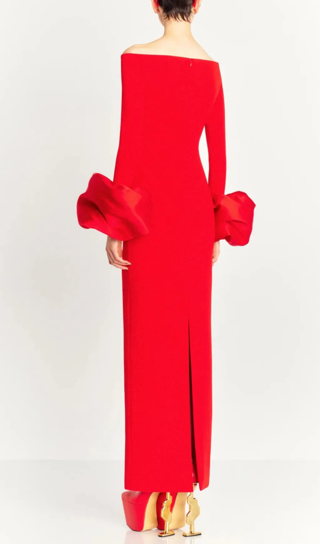 Olindan Off Shoulder Maxi Dress in Red Gloria Lanvin