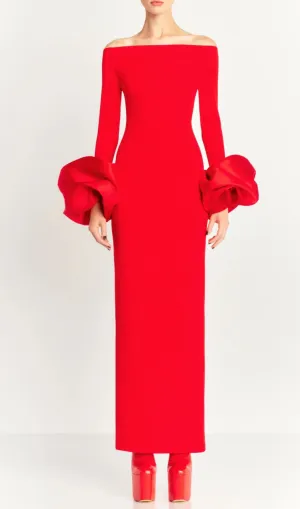 Olindan Off Shoulder Maxi Dress in Red Gloria Lanvin