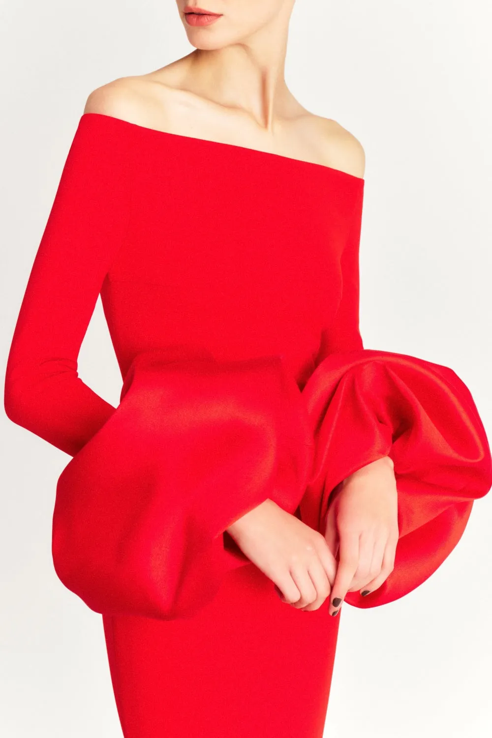 Olindan Off Shoulder Maxi Dress in Red Gloria Lanvin