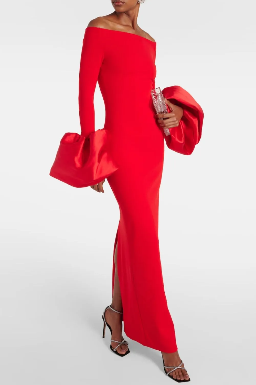 Olindan Off Shoulder Maxi Dress in Red Gloria Lanvin