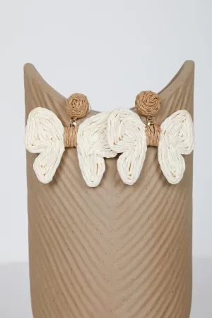 Olivia Cream Straw Bow Earrings