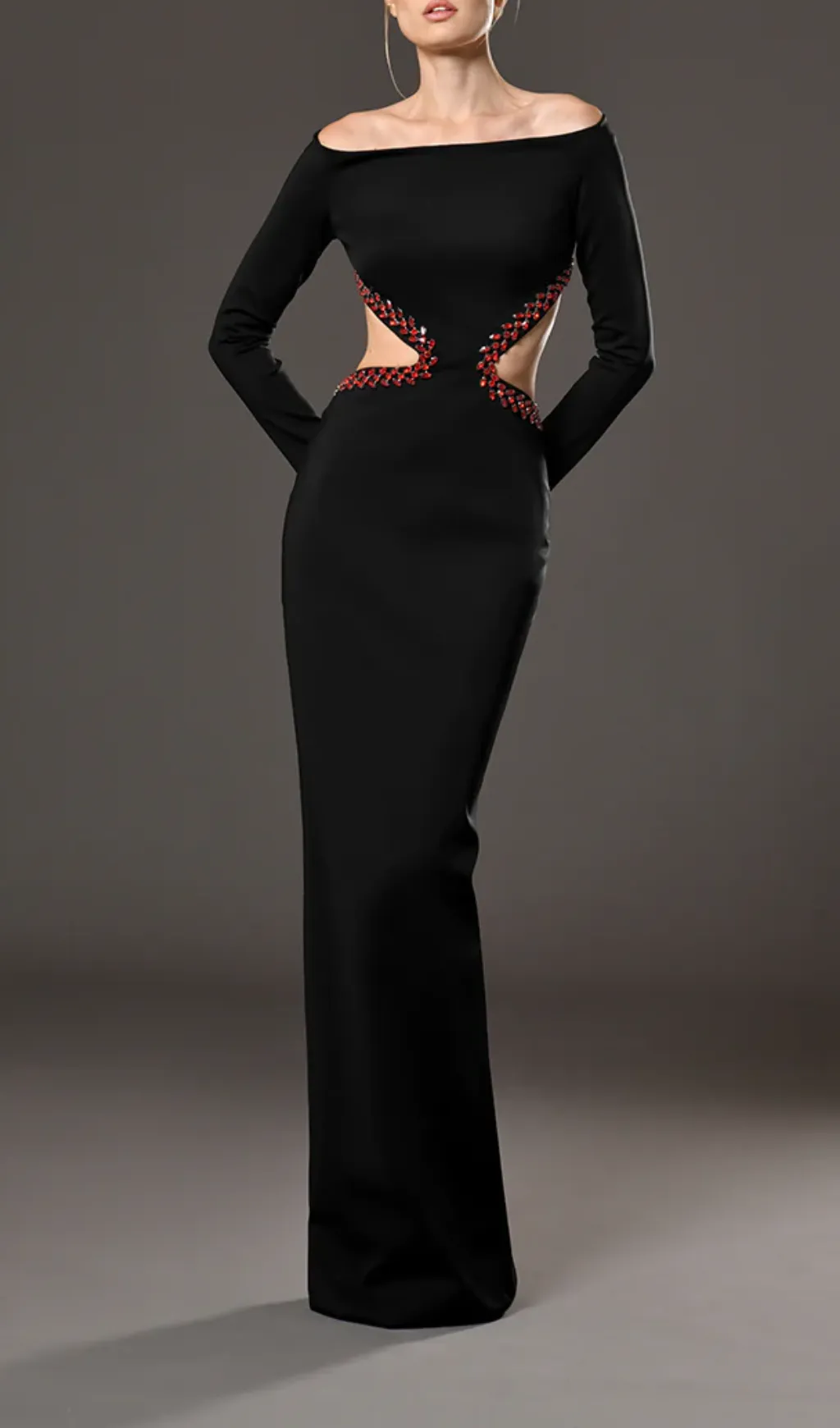 ONE SHOULDER BEADED EMBELLISHED BACKLESS MAXI DRESS Gloria Lanvin