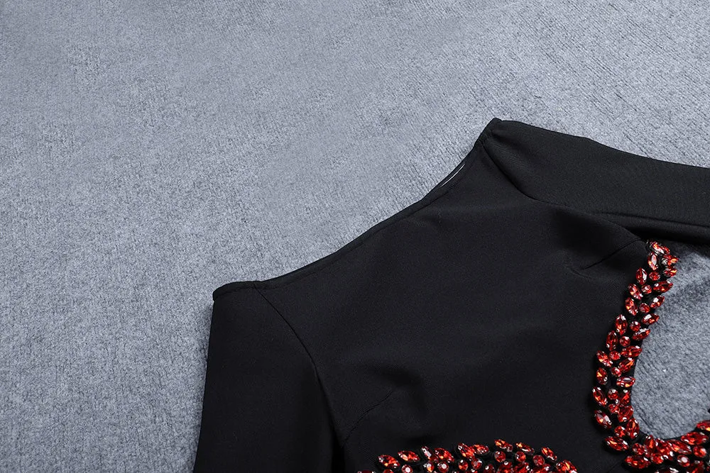 ONE SHOULDER BEADED EMBELLISHED BACKLESS MAXI DRESS Gloria Lanvin