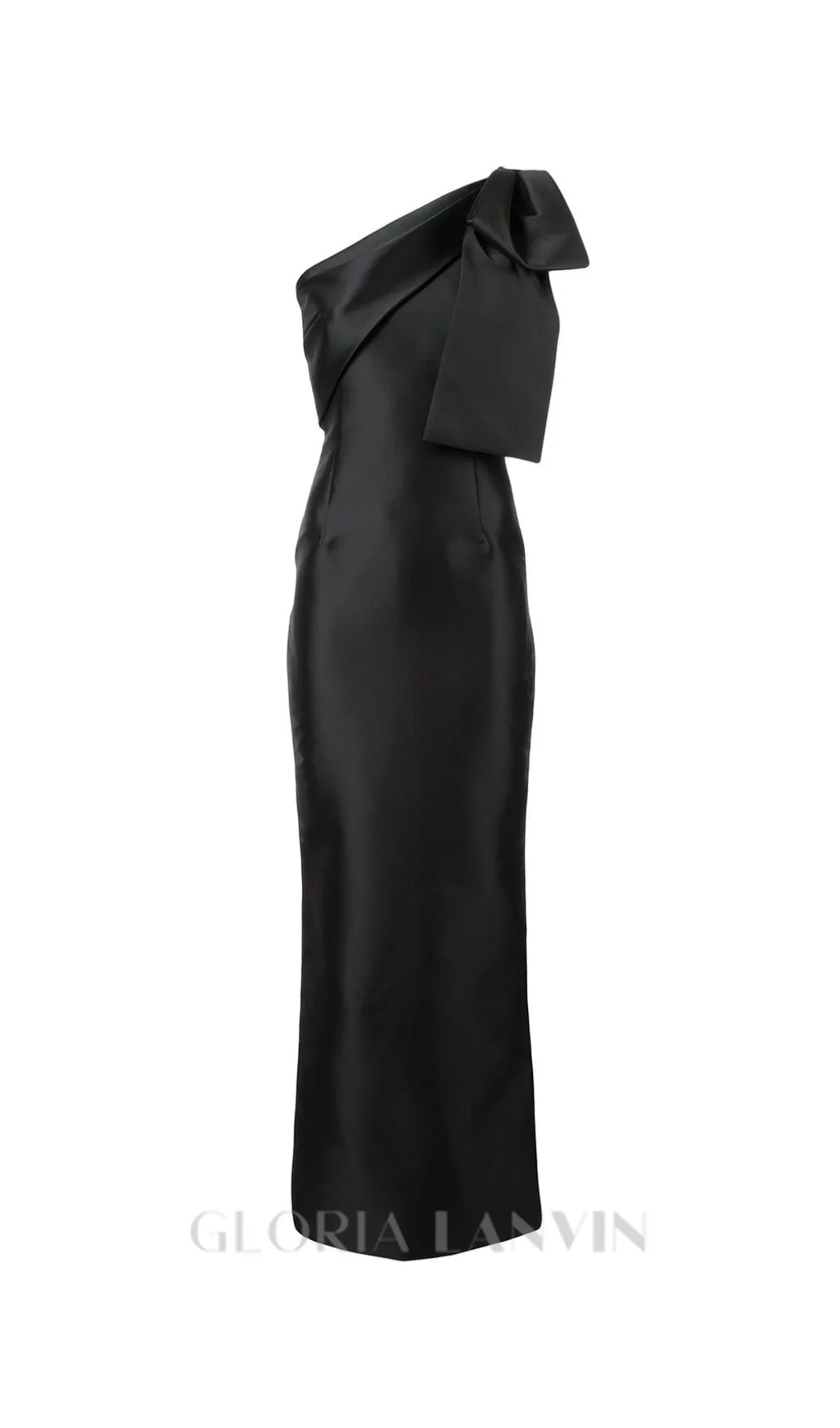 ONE-SHOULDER BOW MAXI DRESS IN BLACK Gloria Lanvin