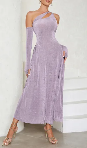 ONE SHOULDER CUT OUT DRESS WITH ARM SLEEVES Gloria Lanvin