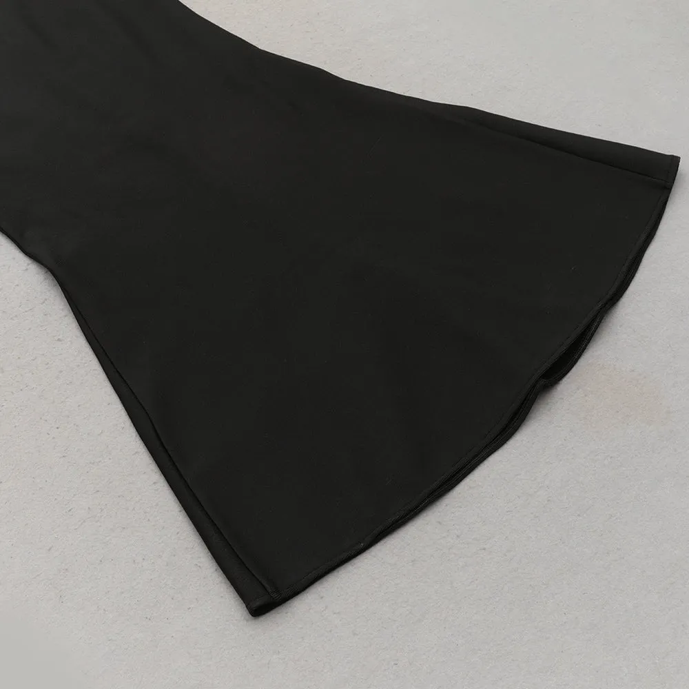 One Shoulder Diamond Bodycon Maxi Dress in black Gloria Lanvin