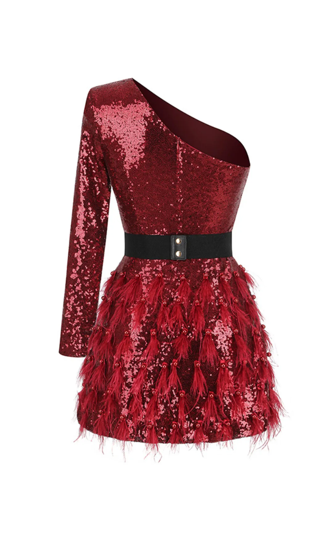 ONE-SHOULDER  FEATHER SEQUINS MINI DRESS Gloria Lanvin