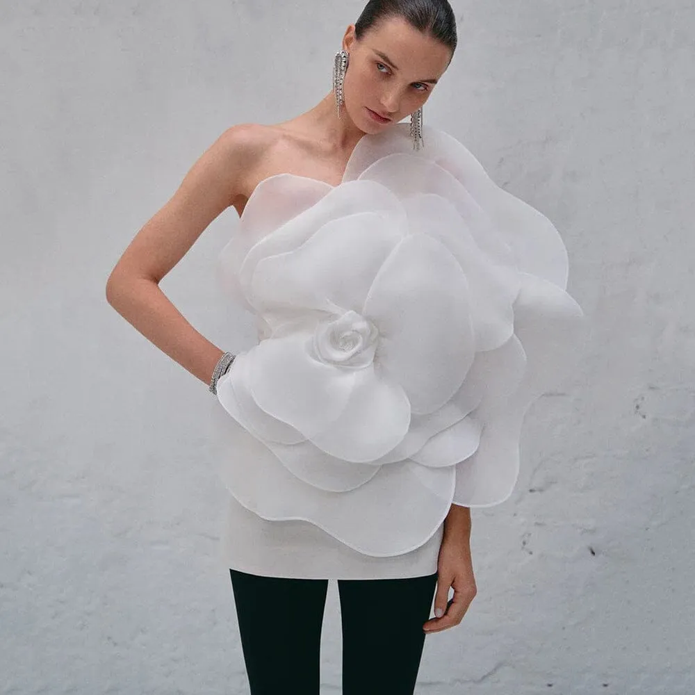 ONE SHOULDER FLOWER MINI DRESS Gloria Lanvin