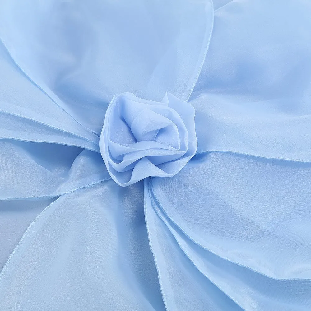 ONE SHOULDER FLOWER MINI DRESS IN BLUE Gloria Lanvin