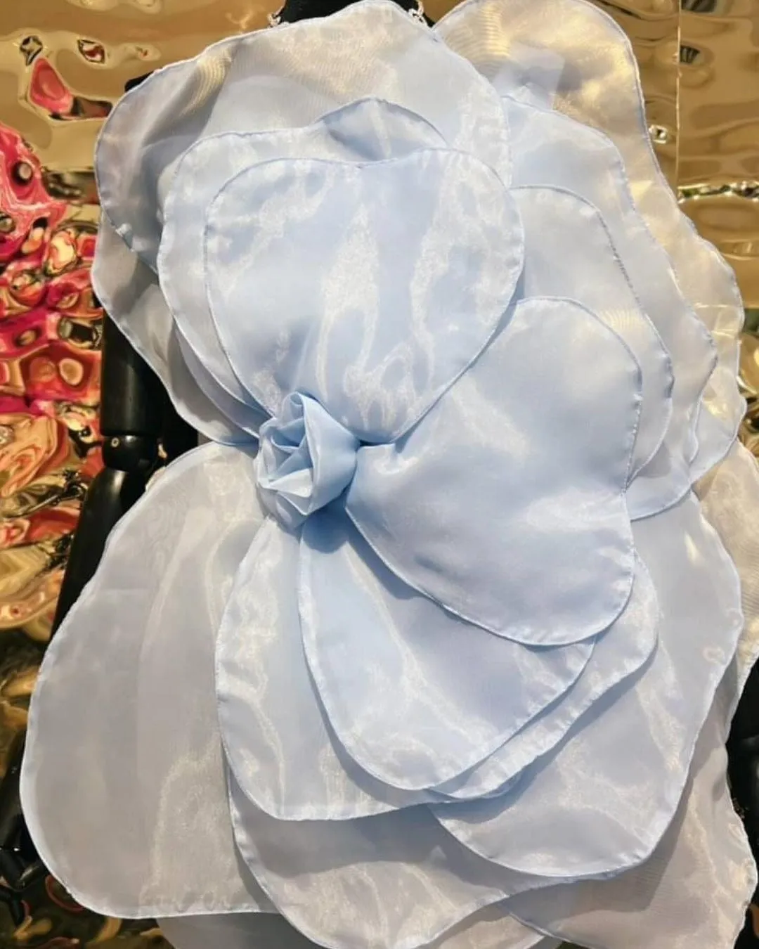 ONE SHOULDER FLOWER MINI DRESS IN BLUE Gloria Lanvin