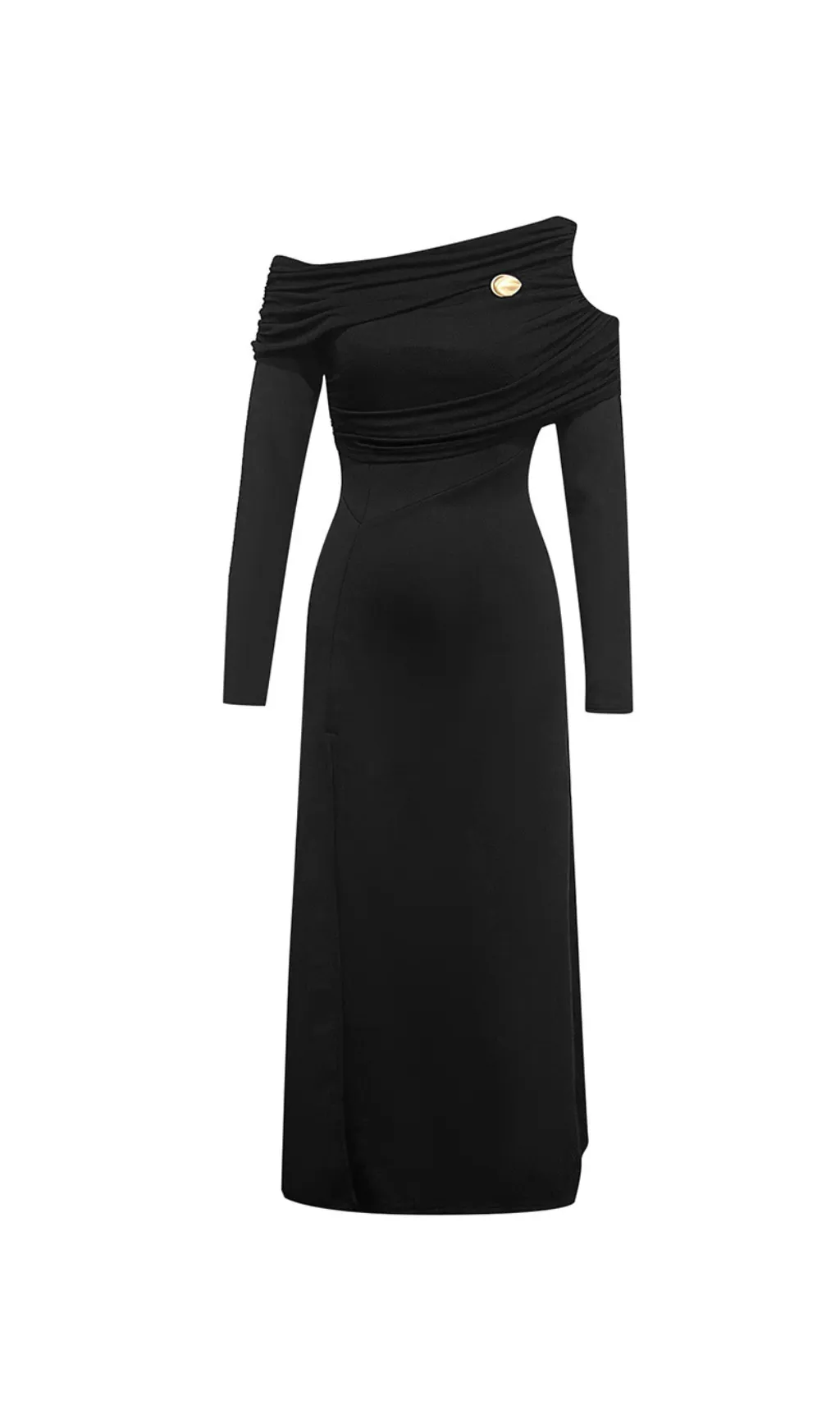 ONE-SHOULDER HIGH SPLIT VELVET MIDI DRESS Gloria Lanvin