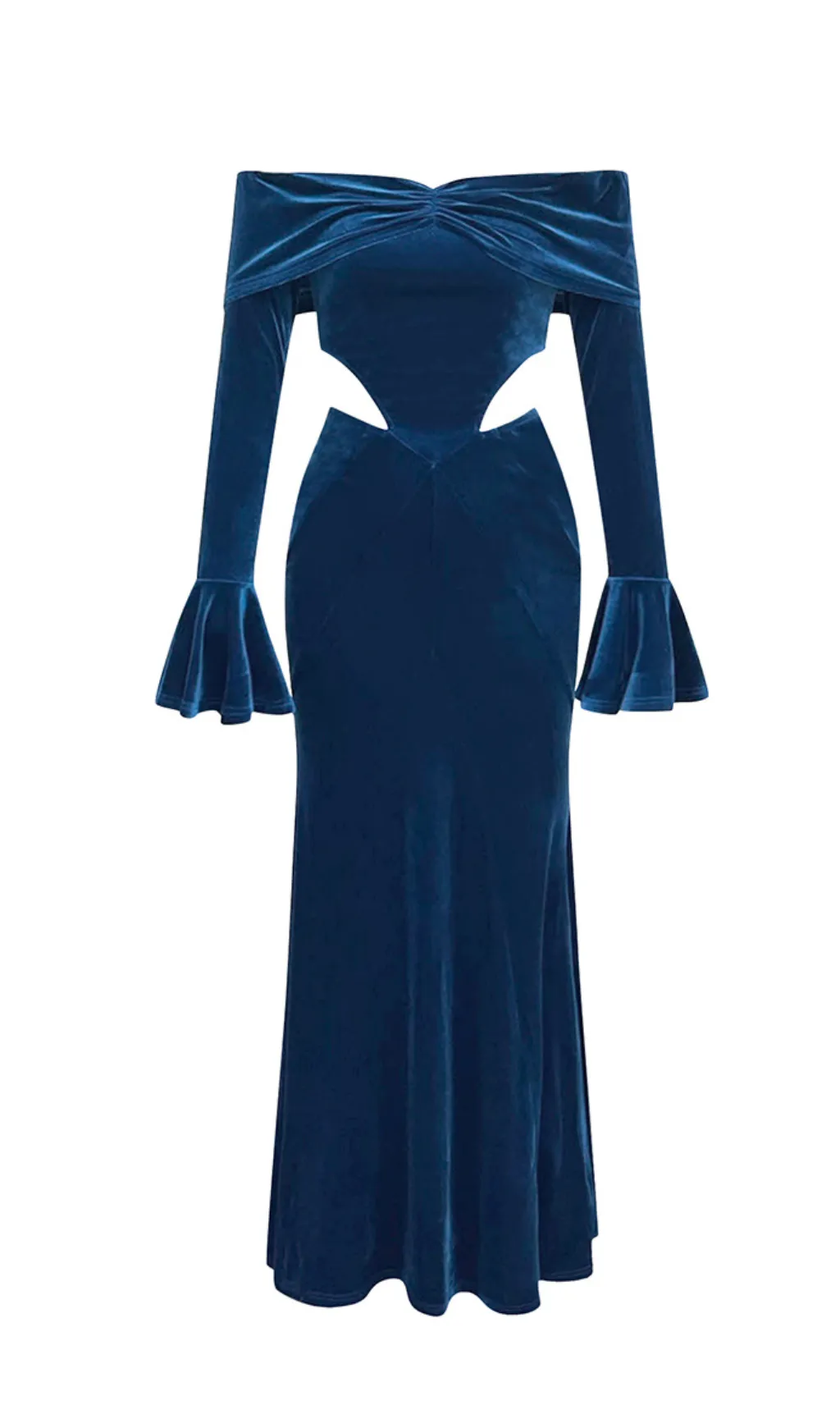 ONE-SHOULDER LONG-SLEEVED HOLLOW RUFFLED MAXI DRESS Gloria Lanvin
