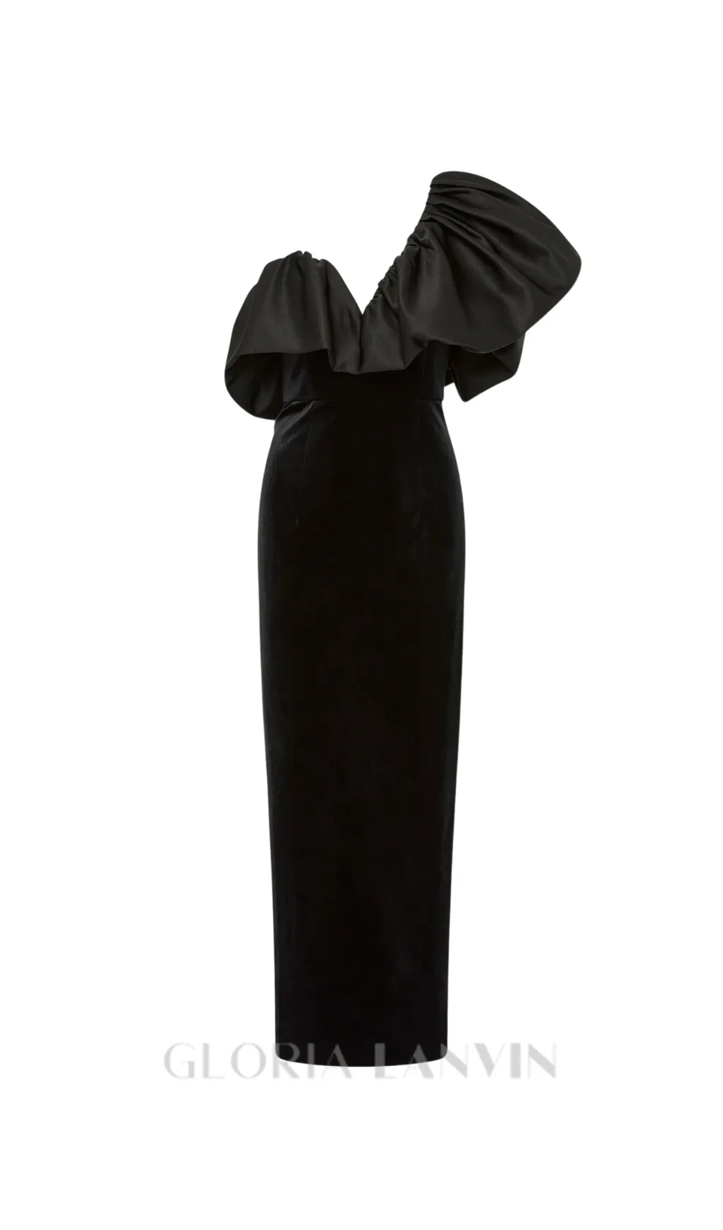 One Shoulder Puff Sleeve maxi Dress in black Gloria Lanvin