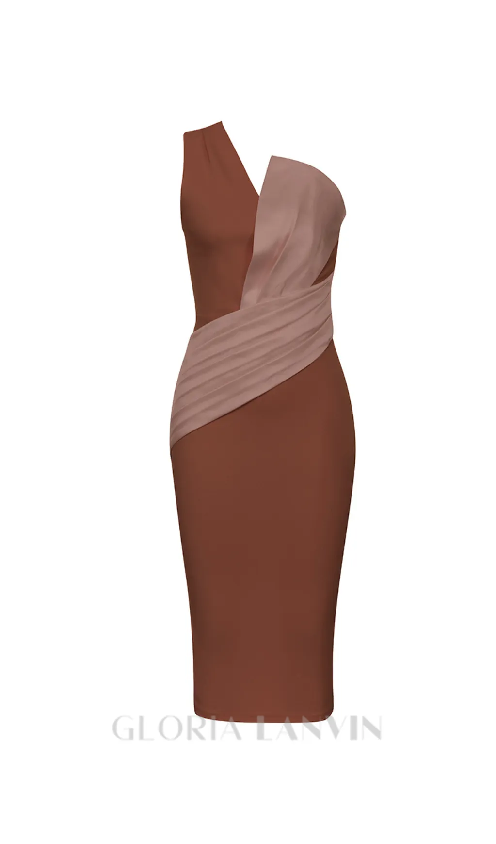 ONE SHOULDER SLIT MIDI DRESS IN brown Gloria Lanvin