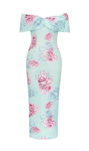 ONE SHOULDER STRAPLESS TIGHT PRINTED MIDI DRESS Gloria Lanvin