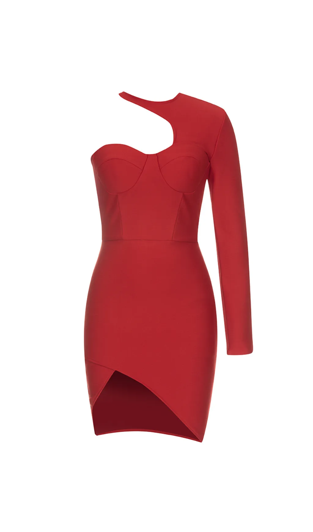ONE SLEEVE BUSTIER DRESS IN RED Gloria Lanvin