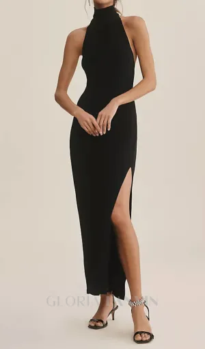 Open-back Stretch-jersey Halterneck Maxi Dress in Black Gloria Lanvin