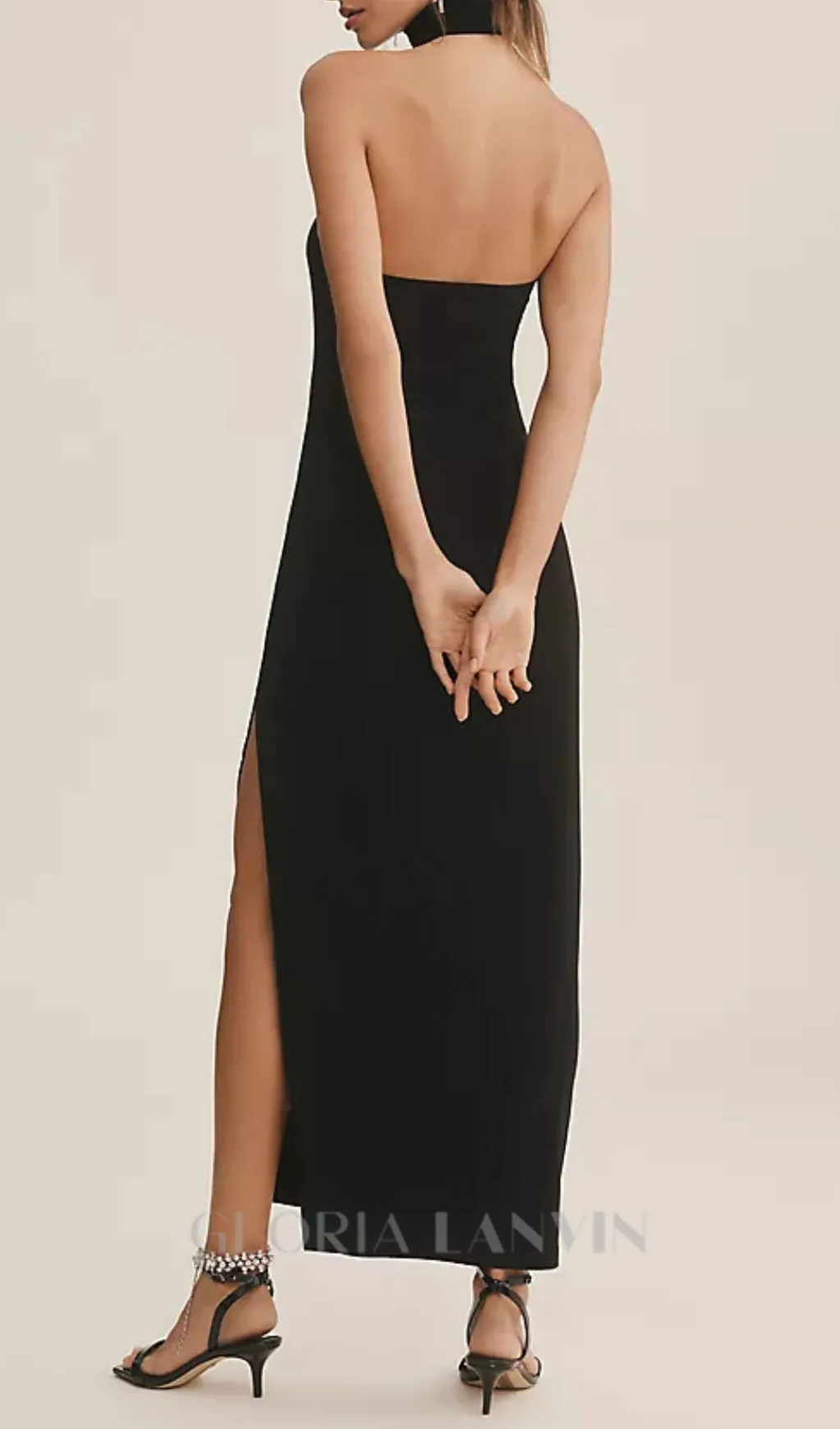 Open-back Stretch-jersey Halterneck Maxi Dress in Black Gloria Lanvin