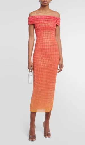 ORANGE HOTFIX MIDI DRESS Gloria Lanvin
