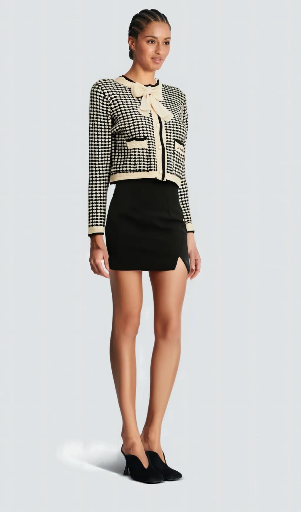 Orlane checked bow-embellished cardigan Gloria Lanvin