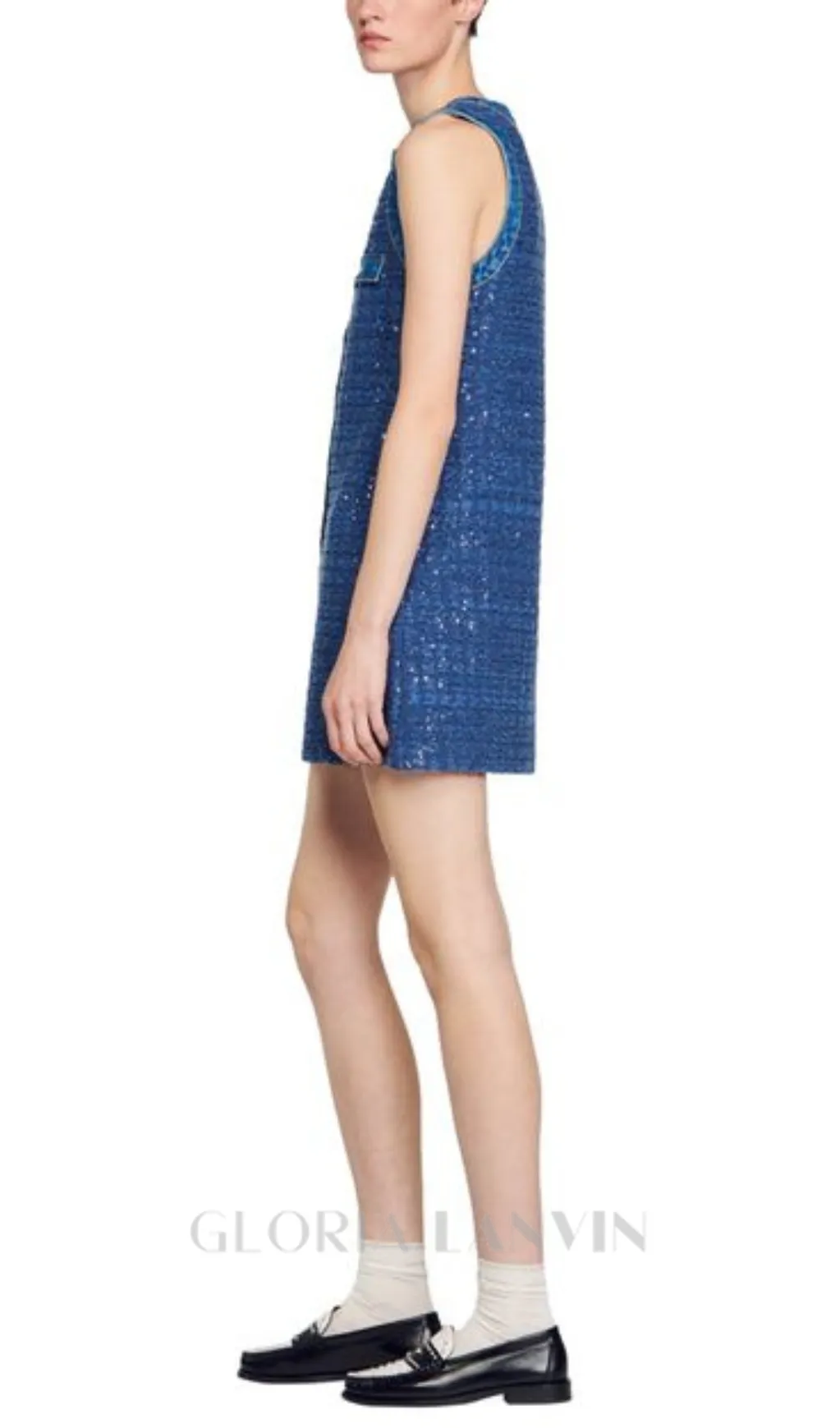 Palmare Tweed mini Dress in blue Gloria Lanvin