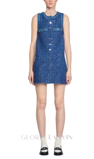 Palmare Tweed mini Dress in blue Gloria Lanvin
