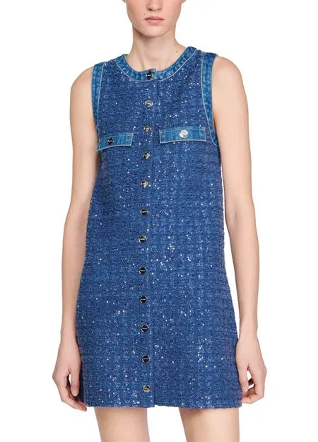 Palmare Tweed mini Dress in blue Gloria Lanvin