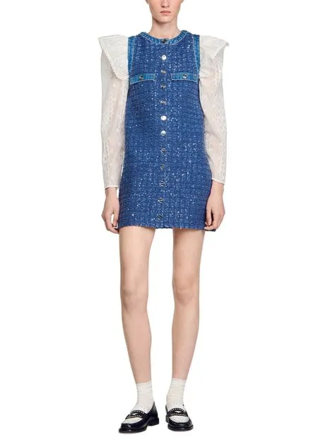 Palmare Tweed mini Dress in blue Gloria Lanvin