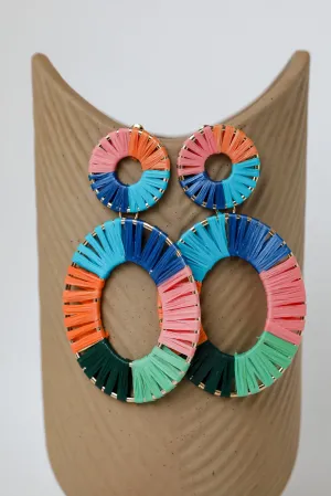 Palmer Multi Straw Statement Drop Earrings