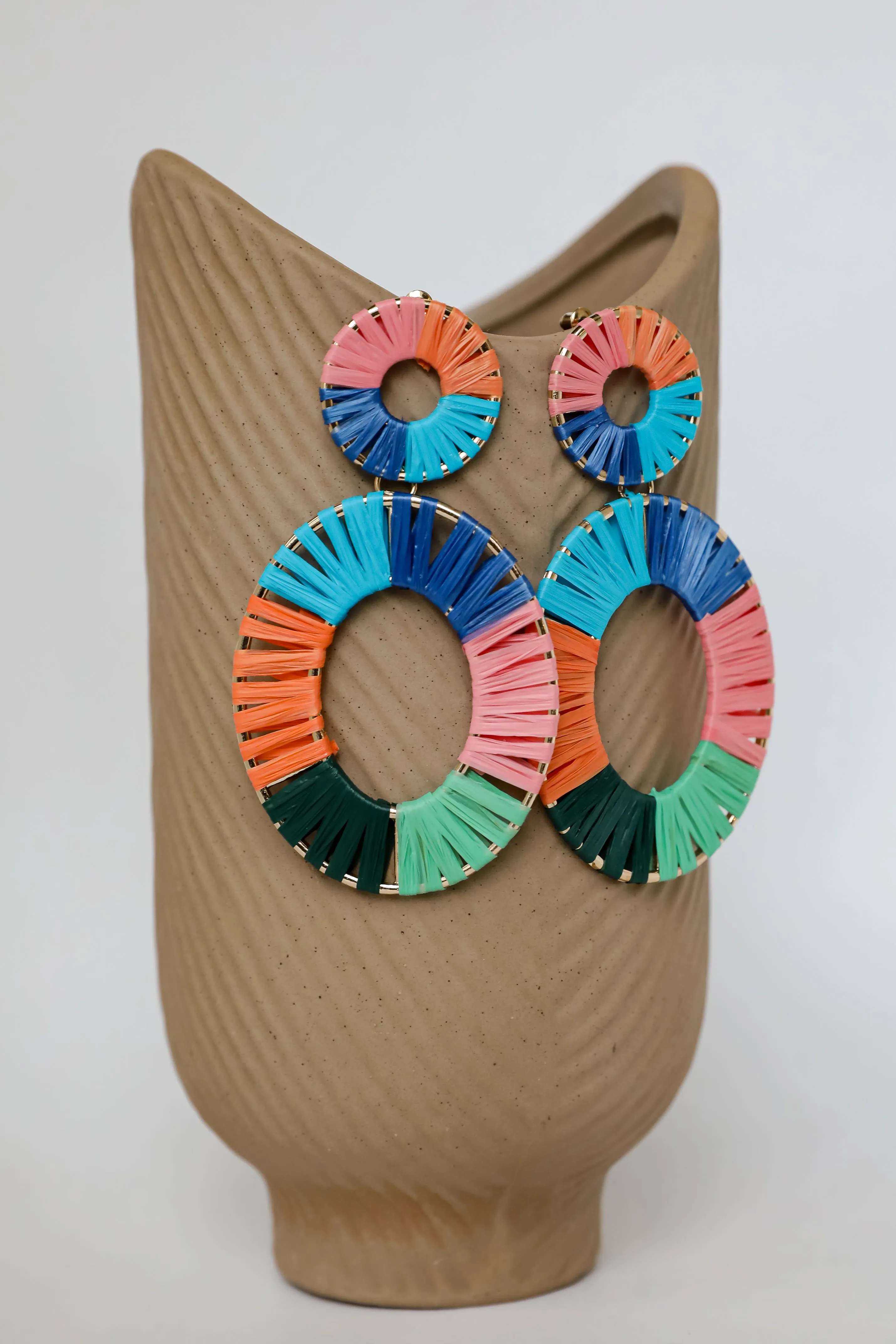 Palmer Multi Straw Statement Drop Earrings
