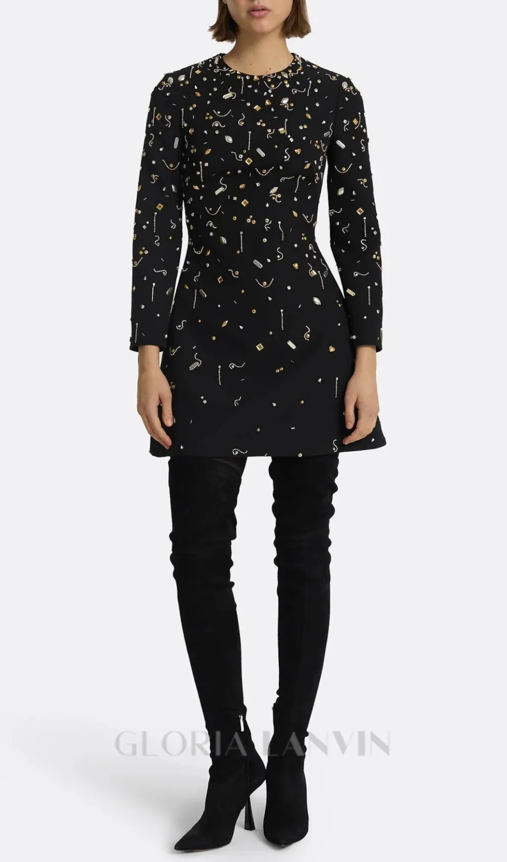 Pamaria Diamante Embroidery Mini Dress Gloria Lanvin