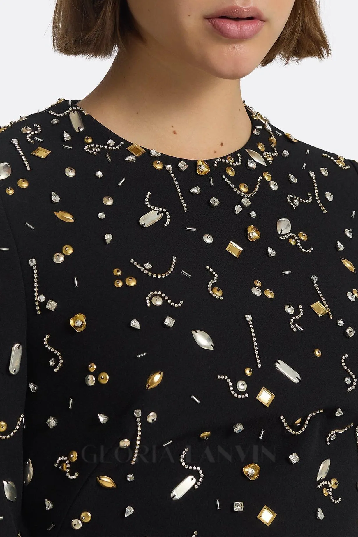 Pamaria Diamante Embroidery Mini Dress Gloria Lanvin