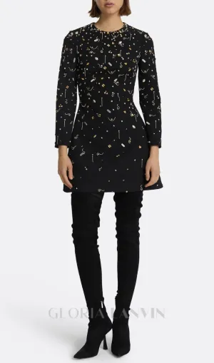 Pamaria Diamante Embroidery Mini Dress Gloria Lanvin