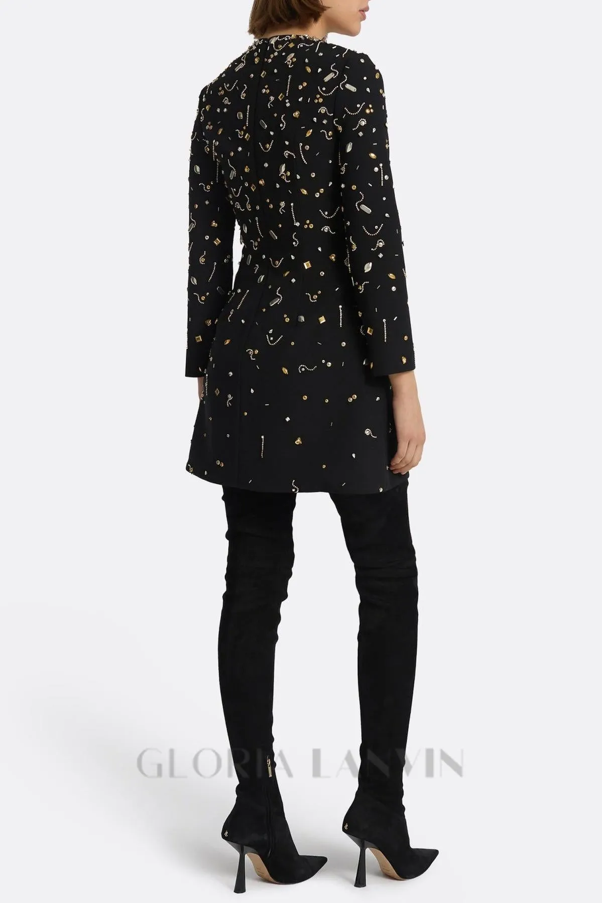Pamaria Diamante Embroidery Mini Dress Gloria Lanvin