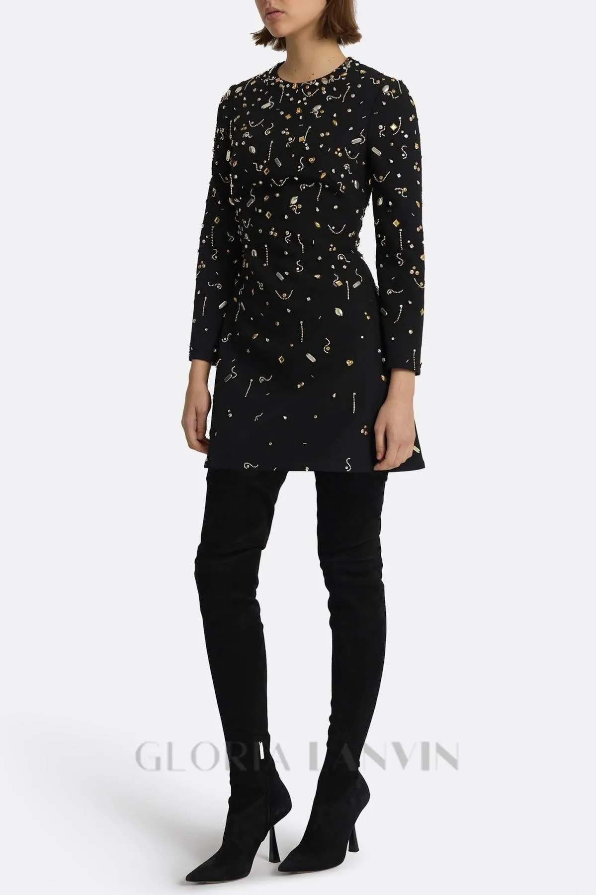 Pamaria Diamante Embroidery Mini Dress Gloria Lanvin