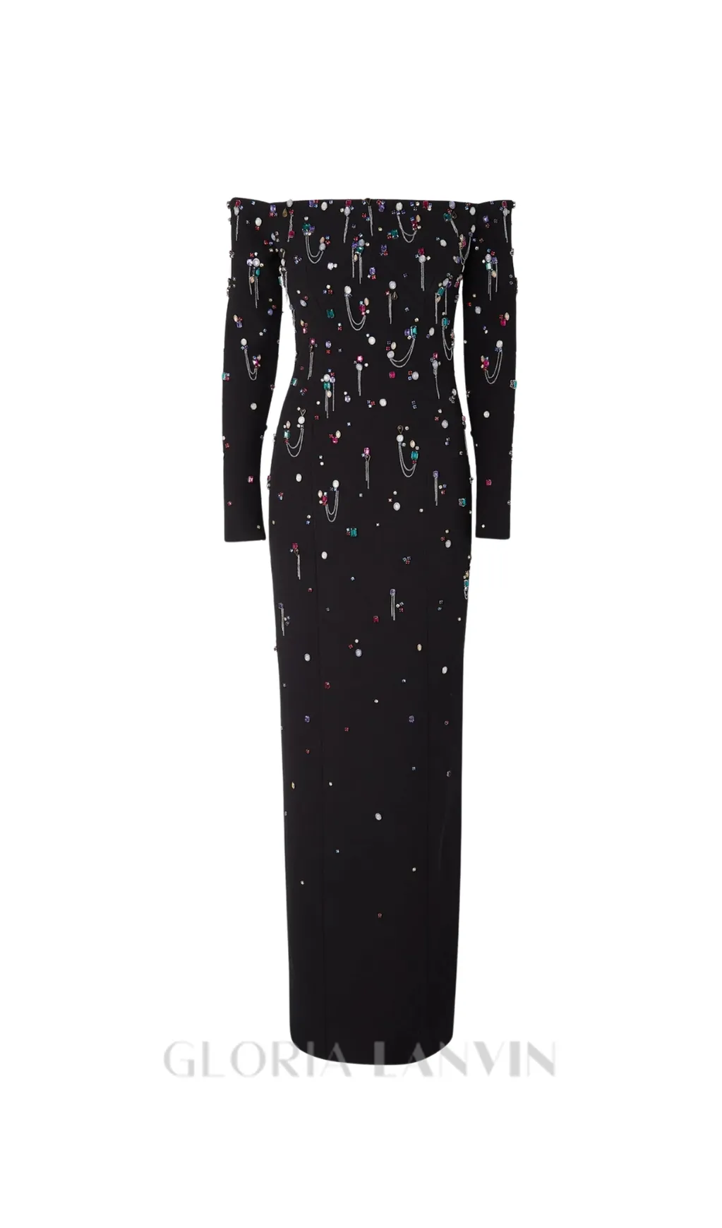 Pamaria Diamante Embroidery Off Shoulder Maxi Dress Gloria Lanvin