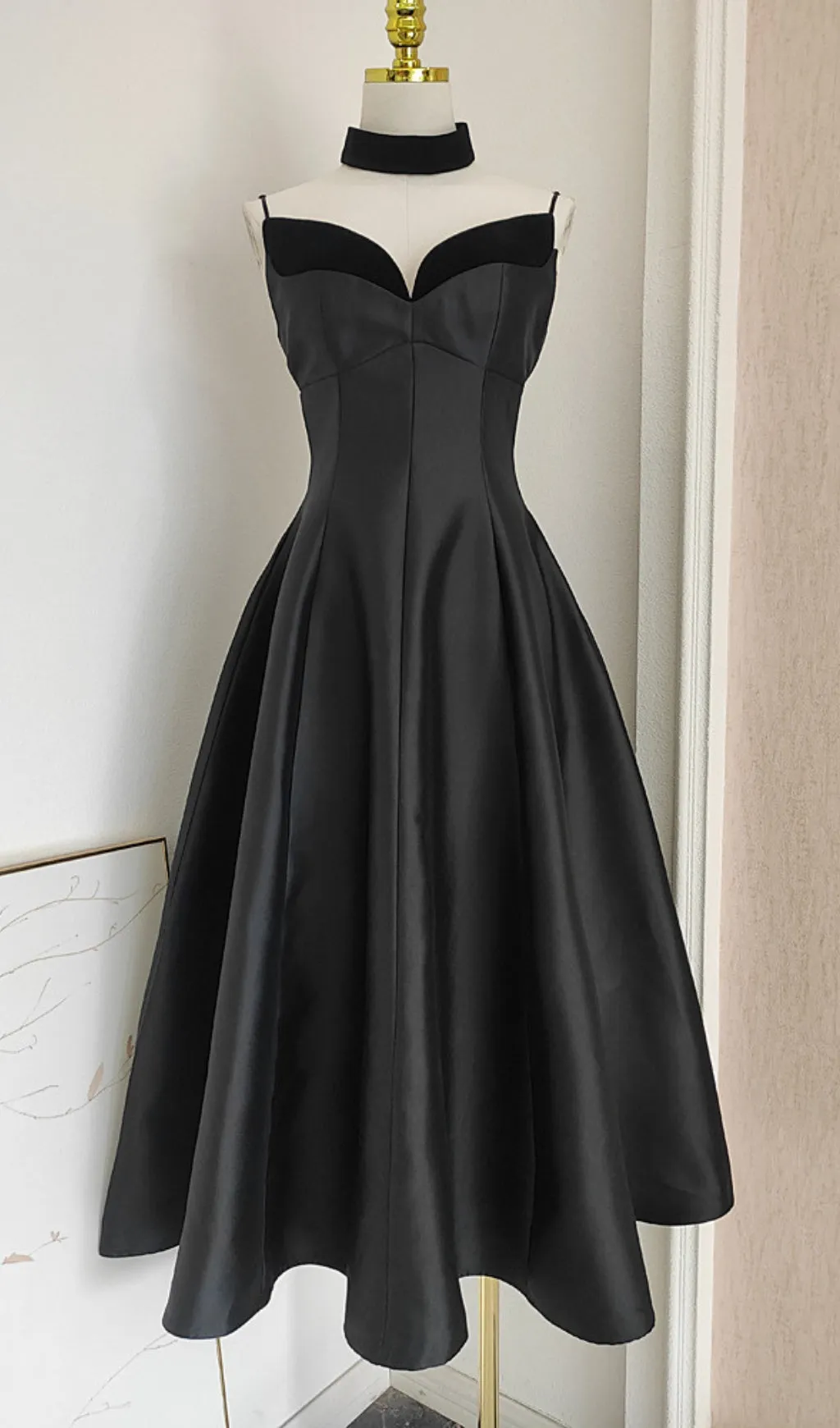 patchwork midi dress in black Gloria Lanvin