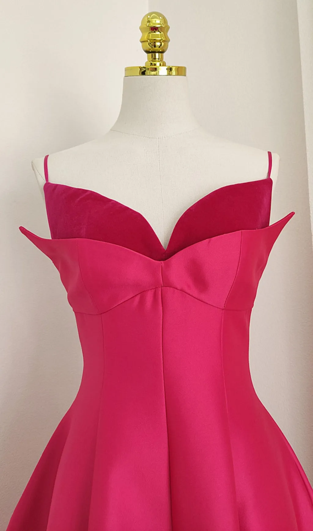 patchwork midi dress in rose red Gloria Lanvin