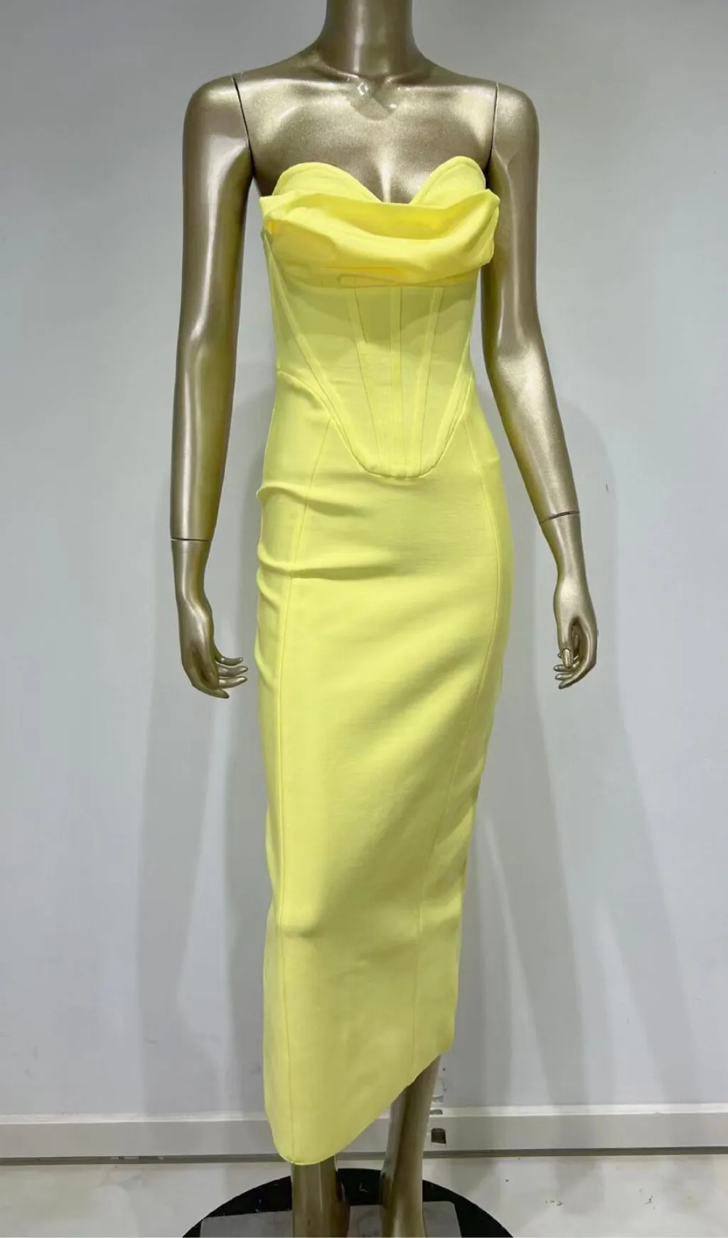 PATCHWORK STRAPLESS BANDAGE DRESS Gloria Lanvin