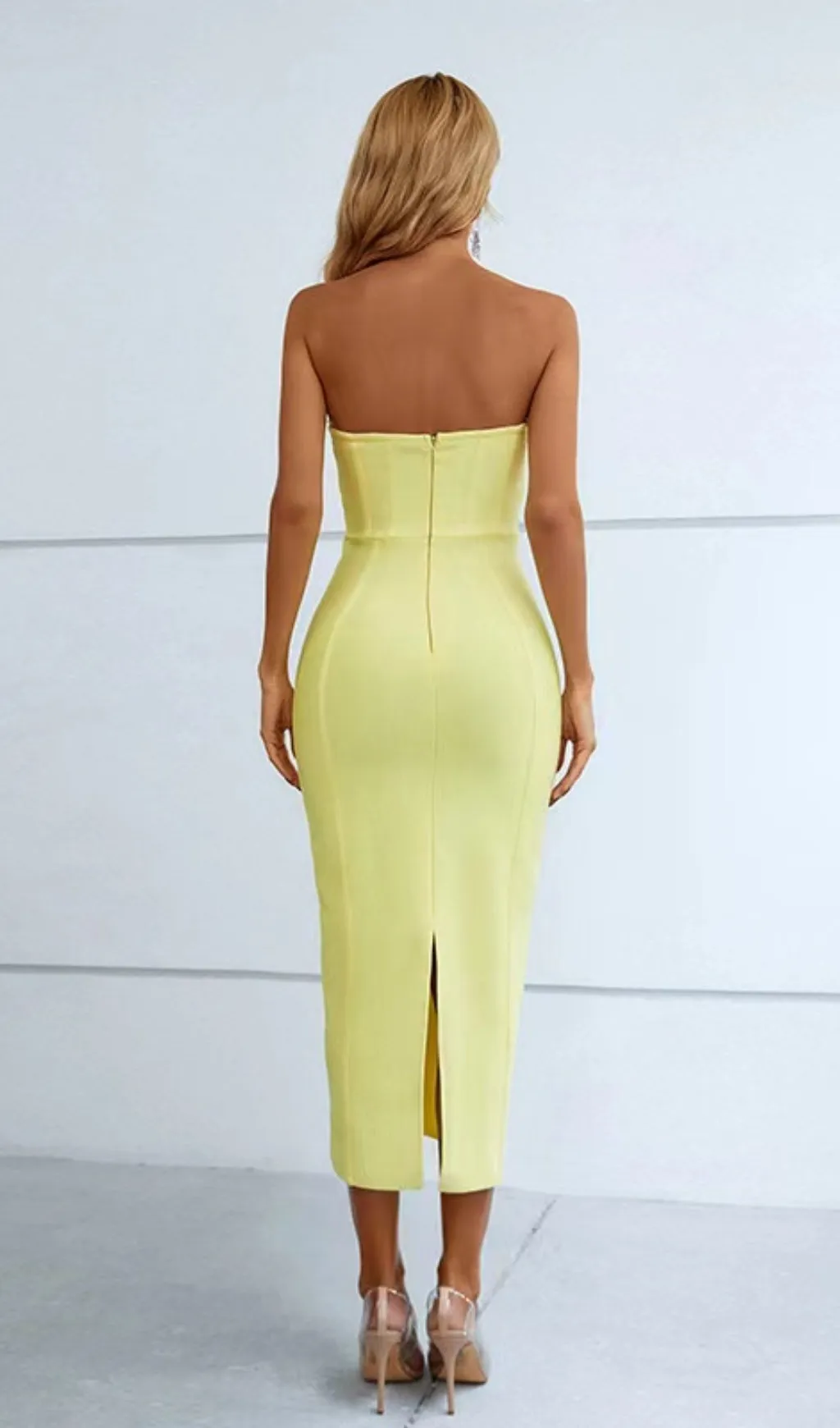 PATCHWORK STRAPLESS BANDAGE DRESS Gloria Lanvin