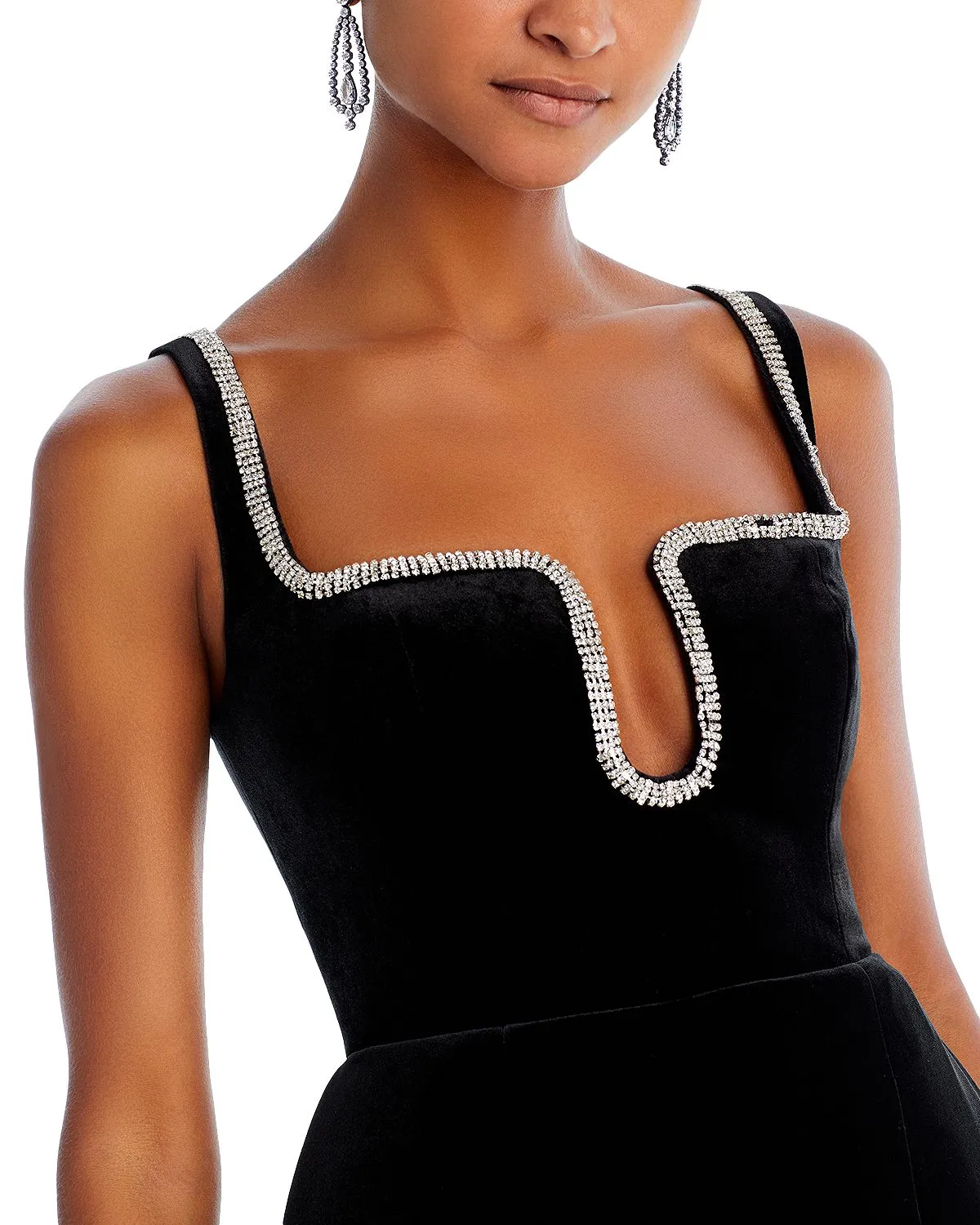 PAULA RHINESTONE TRIM  BLACK STRAP MINI DRESS Gloria Lanvin